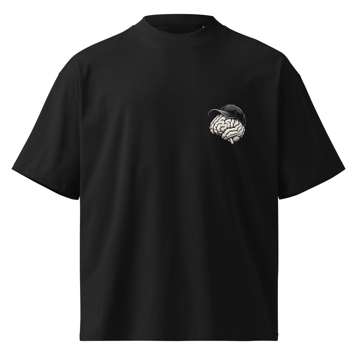 Back Piece Tee negra de Daring Brains, mockup del producto