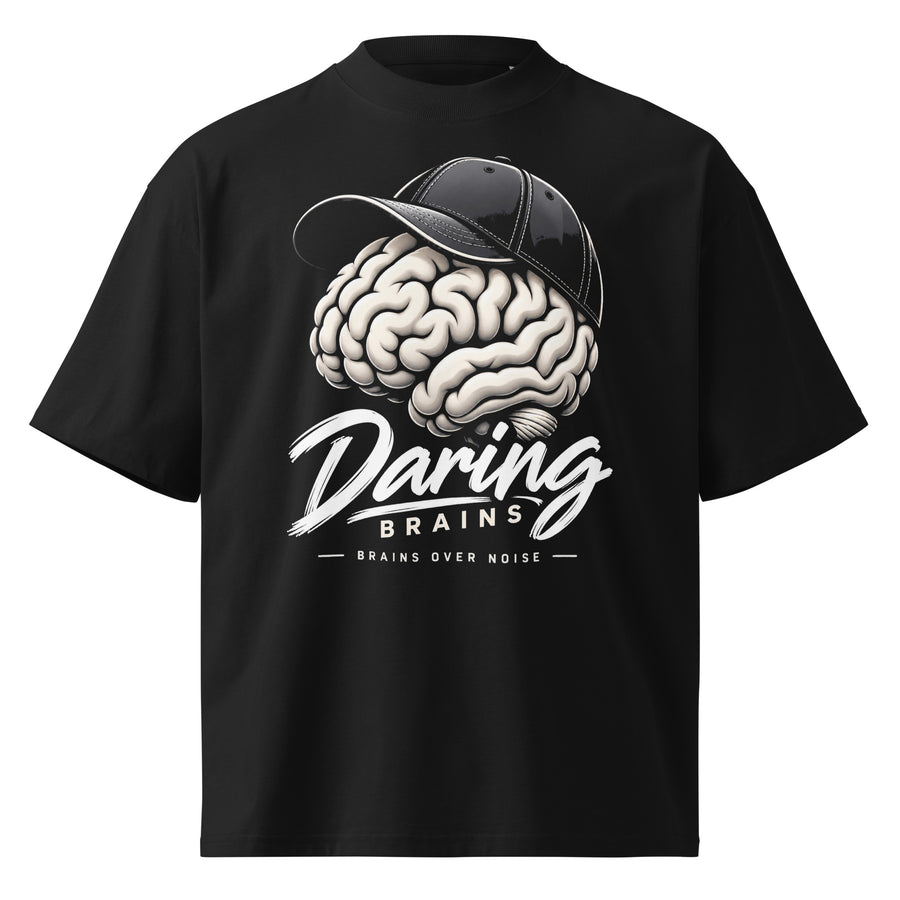 Essential Tee negra de Daring Brains, cerebro pequeño en el pecho