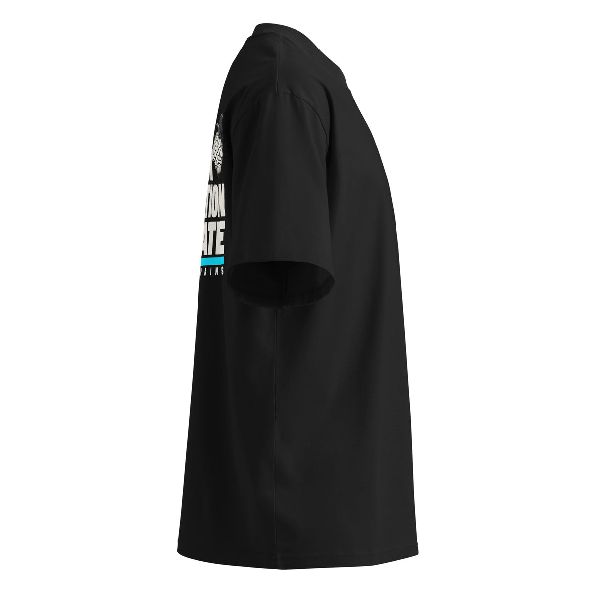 Think Question Create Back Tee negra de Daring Brains, lateral