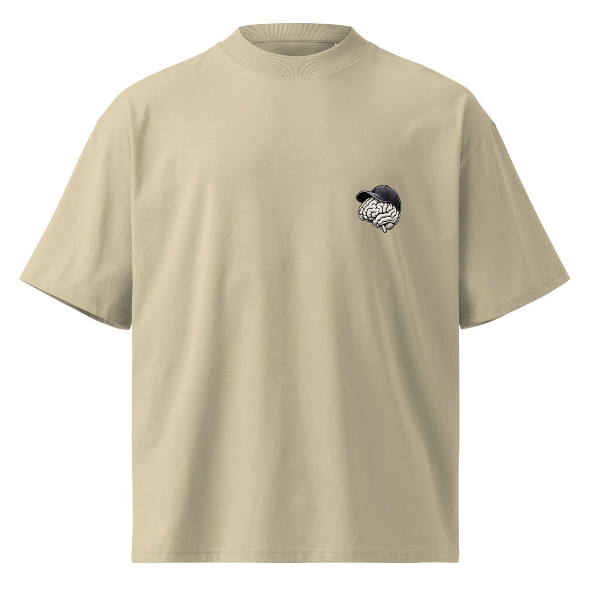 Rethink Back Tee crema de Daring Brains, mockup del producto