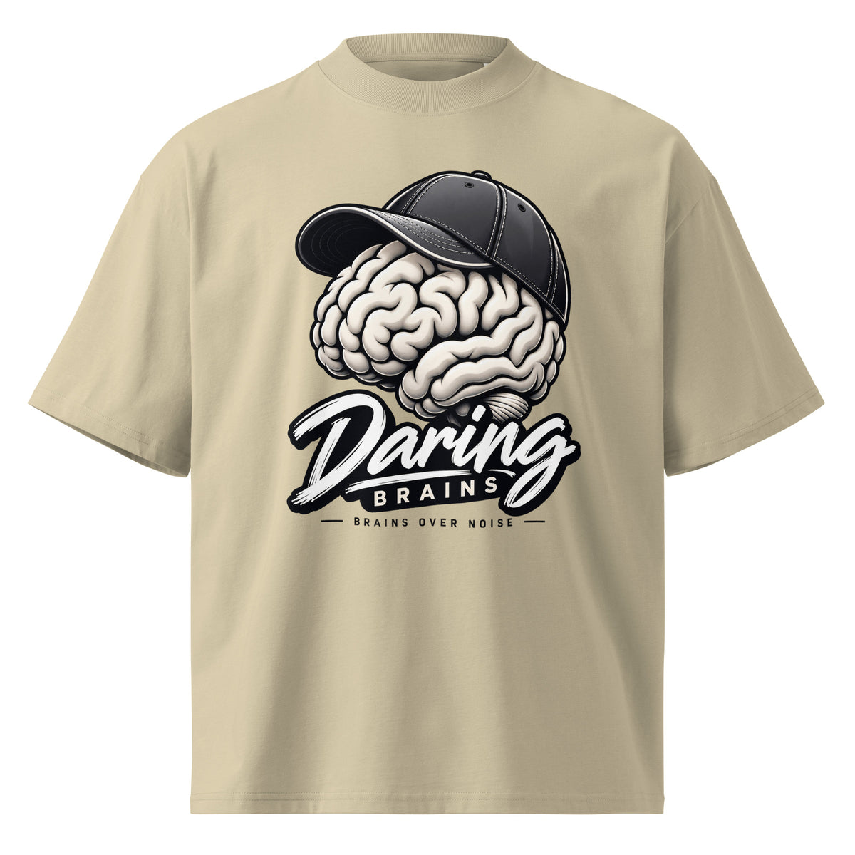 Essential Tee crema de Daring Brains, cerebro pequeño en el pecho