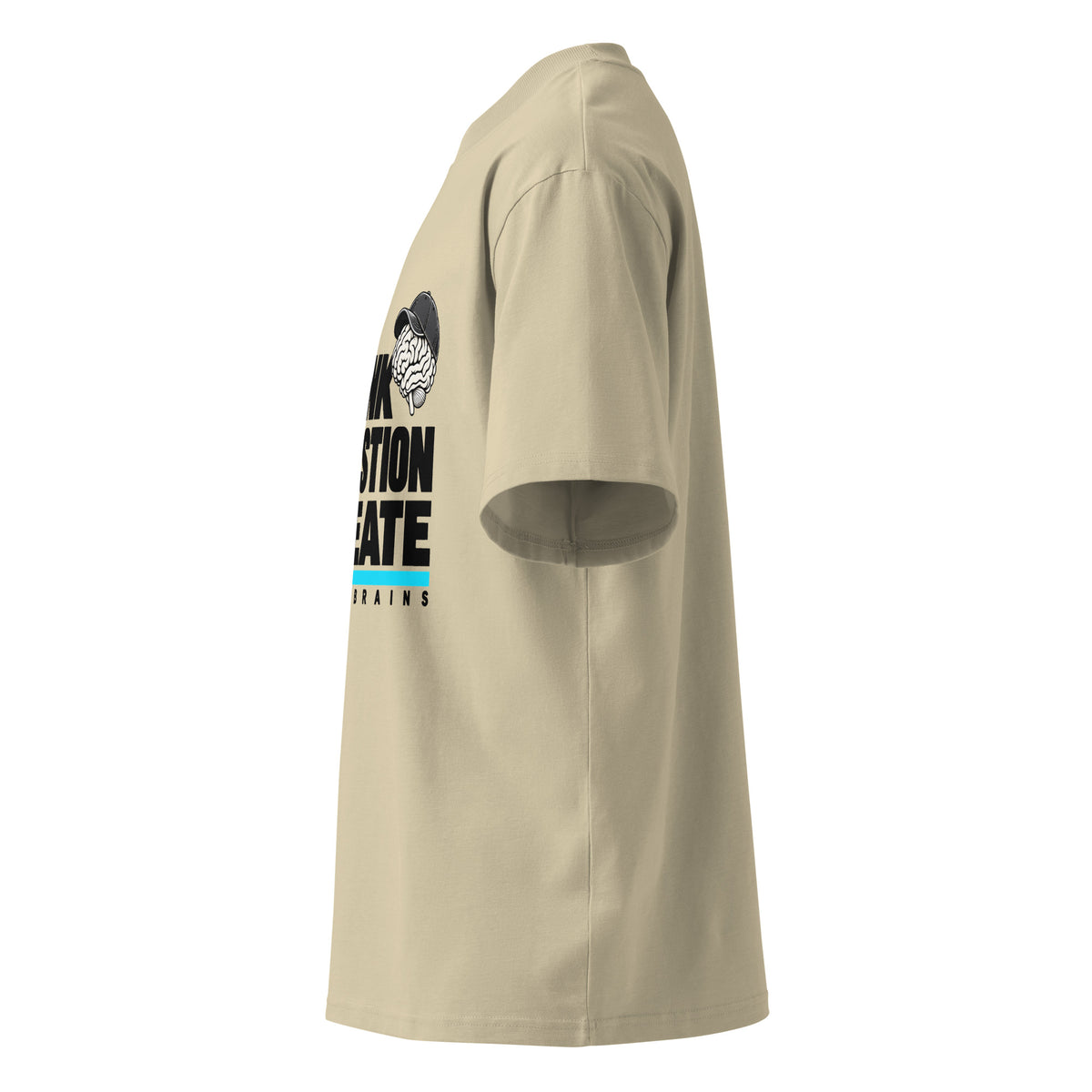 Think Question Create Tee crema de Daring Brains, lateral