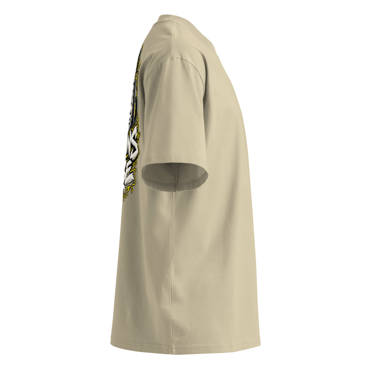 Brains Over Noise Back Tee crema de Daring Brains, lateral