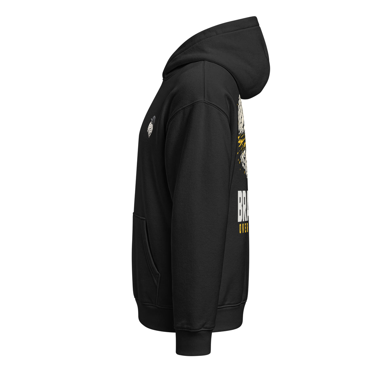 Brains Over Noise Block Hoodie negra de Daring Brains, lateral