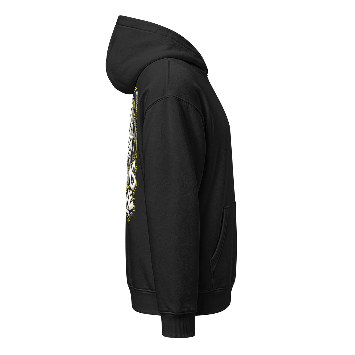 Brains Over Noise Hoodie negra de Daring Brains, lateral