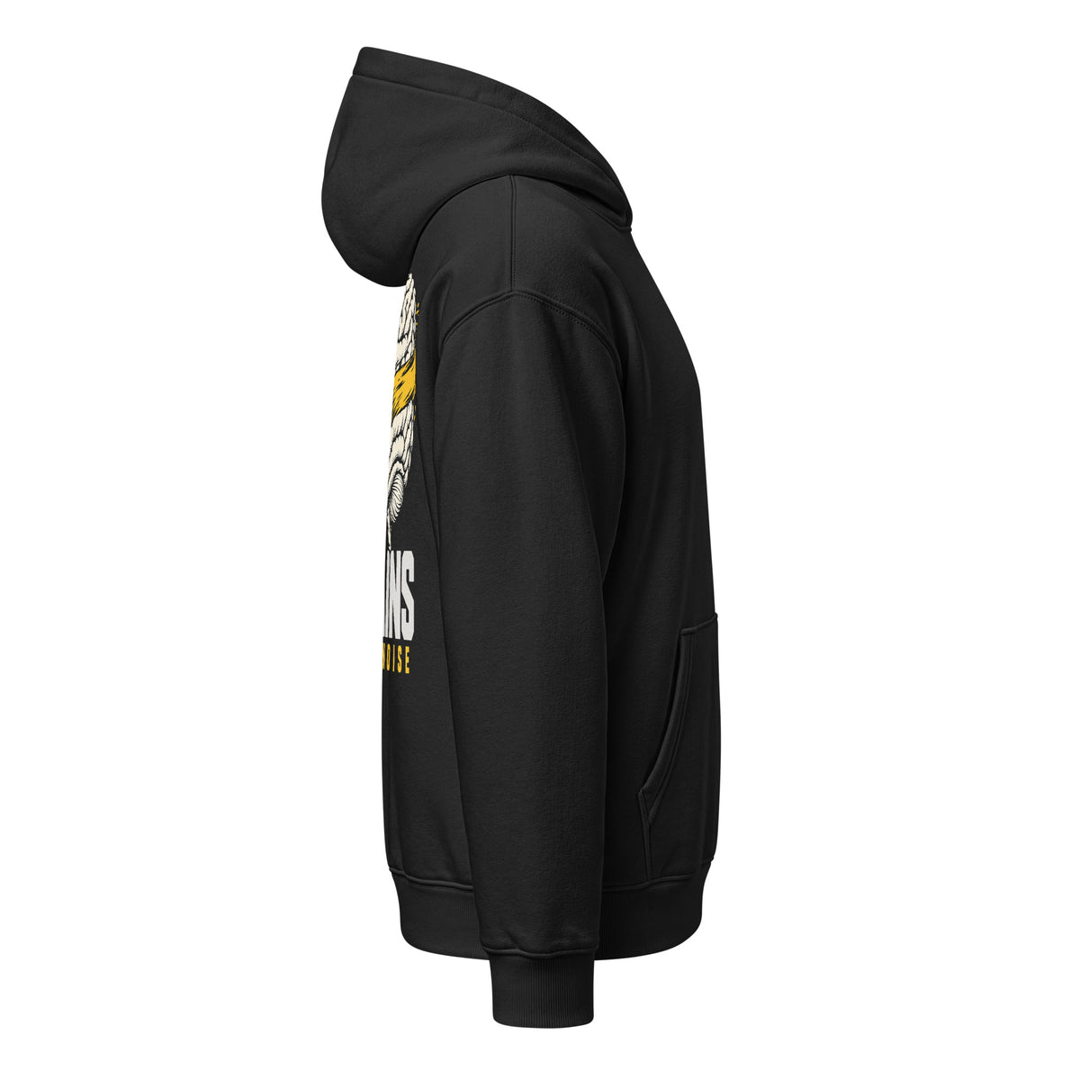 Brains Over Noise Block Hoodie negra de Daring Brains, lateral