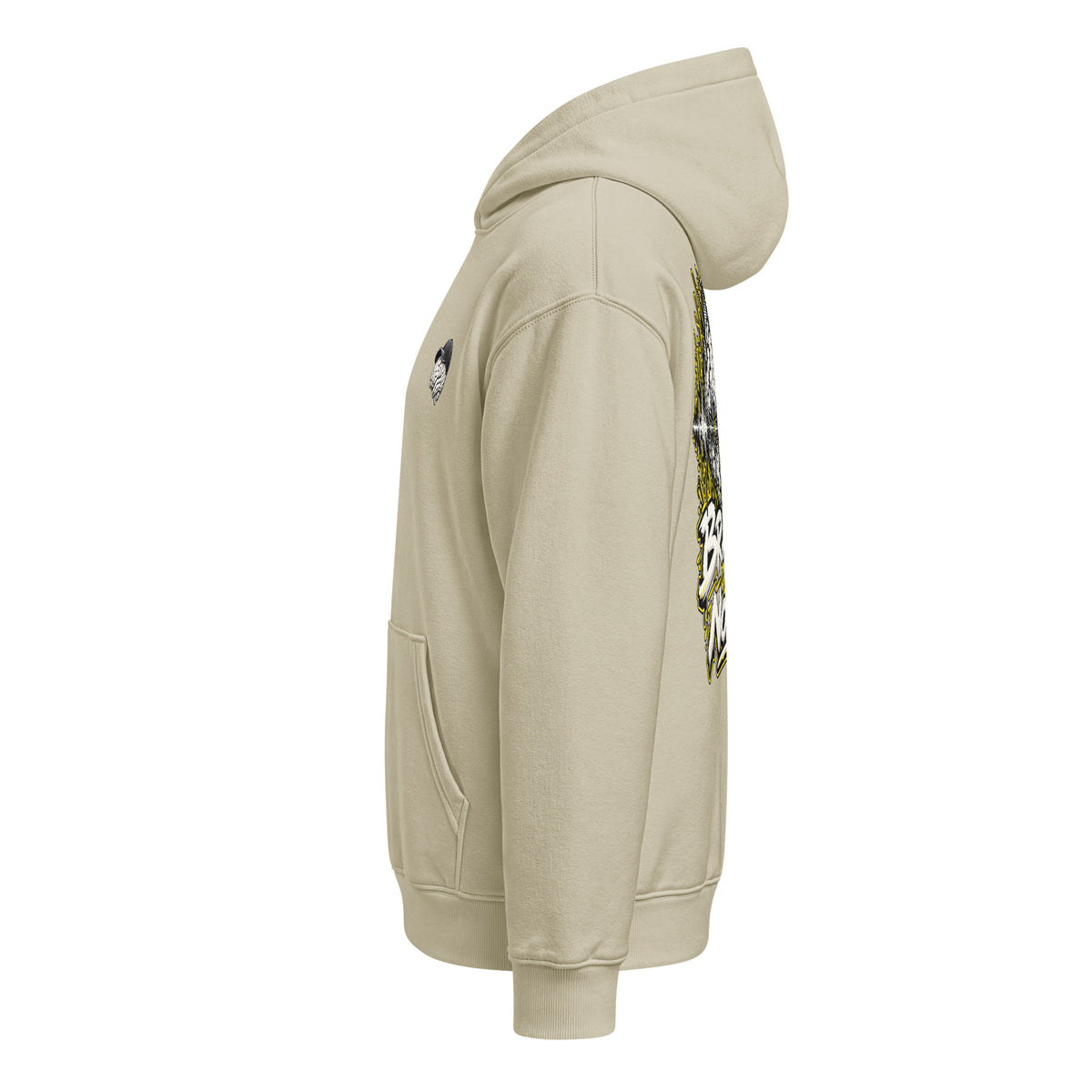 Brains Over Noise Hoodie crema de Daring Brains, lateral