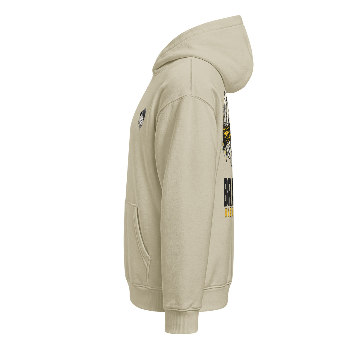 Brains Over Noise Block Hoodie crema de Daring Brains, lateral