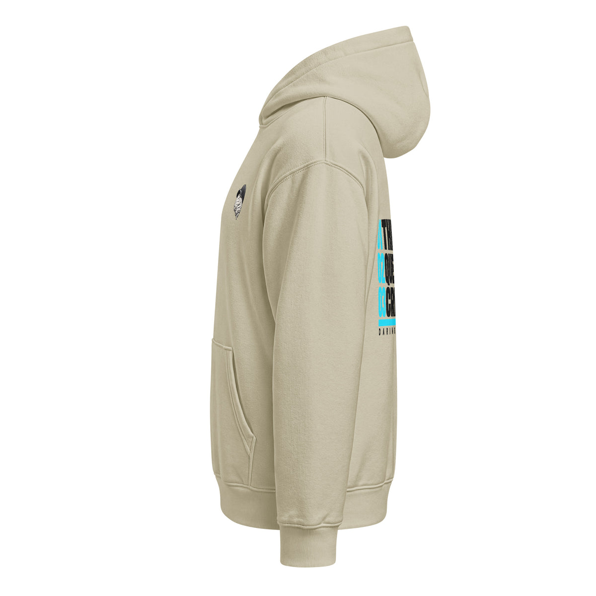 Think Question Create Hoodie crema de Daring Brains, lateral