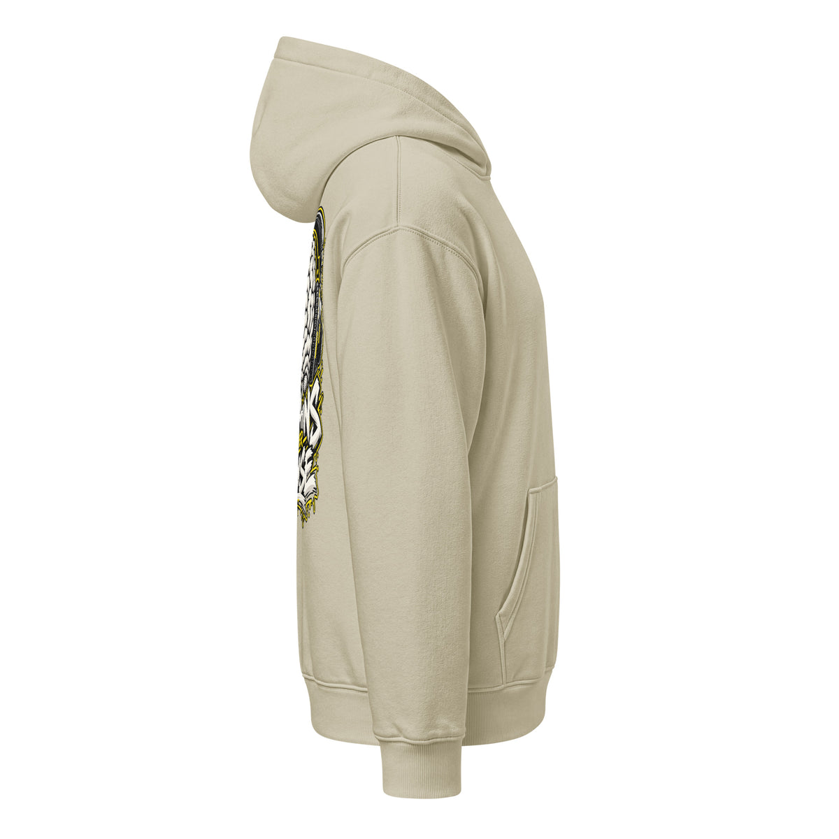 Brains Over Noise Hoodie crema de Daring Brains, lateral